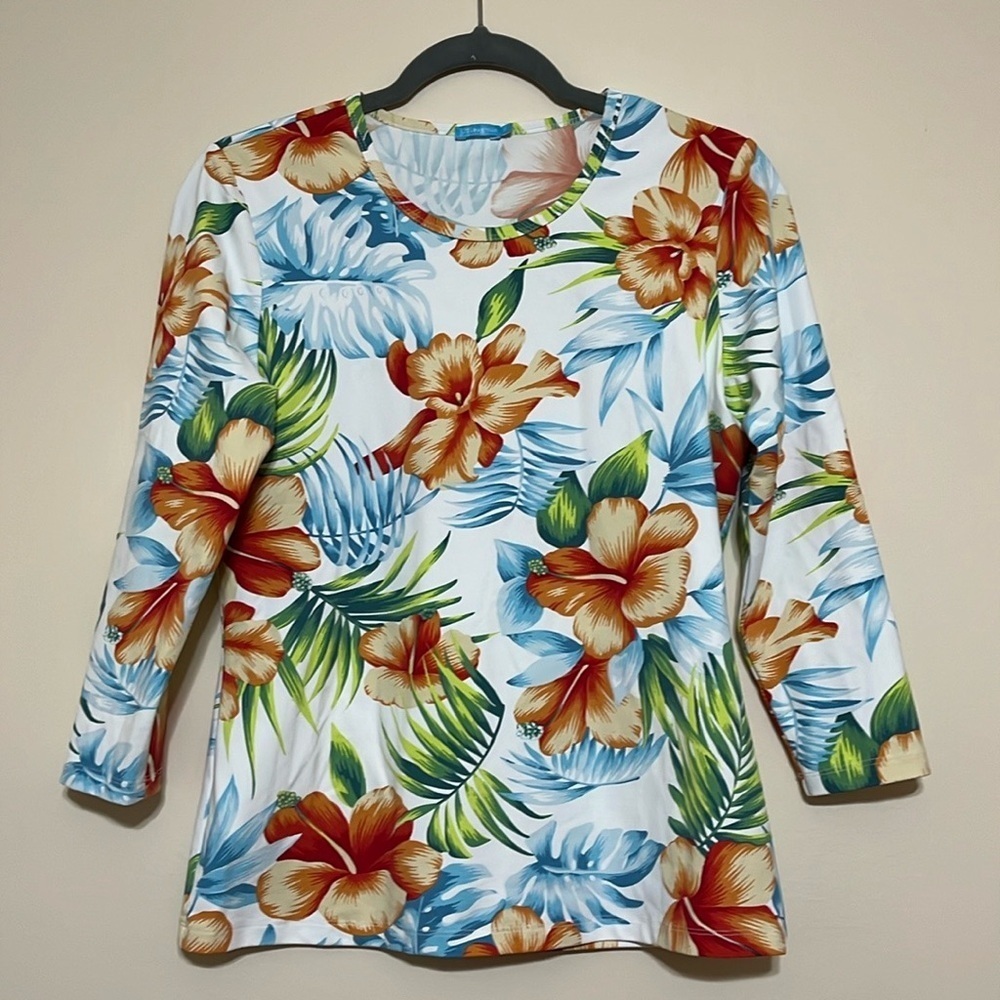 J. McLaughlin Catalina Cloth Tropical Top Size Small